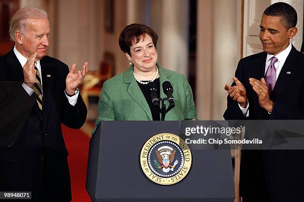 President Barack Obama is joined by Vice President Joe Biden while introducing Solicitor General Elena Kagan as his choice to be the nation's 112th...