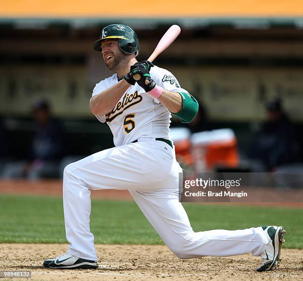 Kevin Kouzmanoff of the Oakland Athletics bats during the game between the Tampa Bay Rays and the Oakland Athletics on Sunday, May 9 at the Oakland...