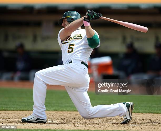 Kevin Kouzmanoff of the Oakland Athletics bats during the game between the Tampa Bay Rays and the Oakland Athletics on Sunday, May 9 at the Oakland...