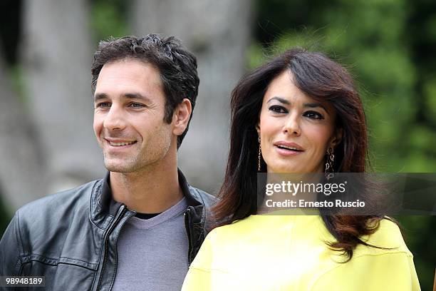 Raul Bova and Maria Grazia Cucinotta attend the 'La Bella Societ�' photocall at La Casa Del Cinema on May 10, 2010 in Rome, Italy.