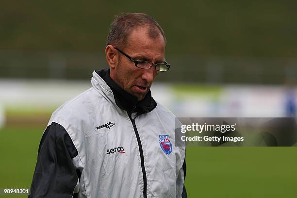 Joachim Hopp after the Regionalliga match between Bonner SC and 1.FC Saarbruecken at the Nordpark Stadium Bonn on May 8, 2010 in Bonn, Germany.