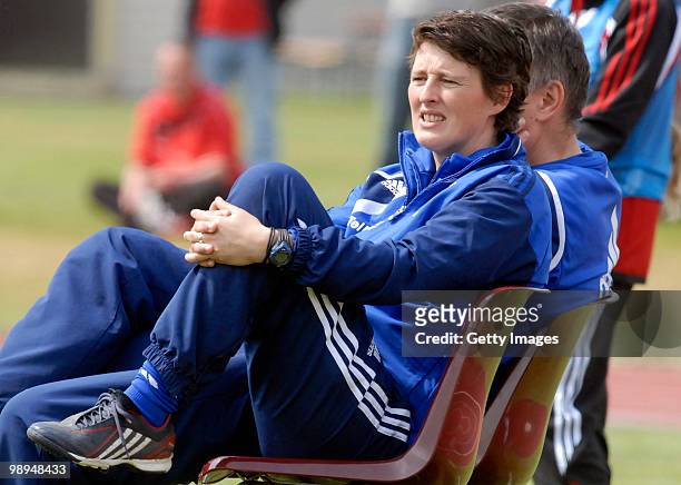 Women's Soccer Coach Doreen Meier at the Kurt-Riess stadium on May 9, 2010 in Leverkusen, Germany.