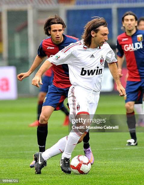 Andrea Pirlo of AC Milan reacts during the Serie A match between Genoa CFC and AC Milan at Stadio Luigi Ferraris on May 9, 2010 in Genoa, Italy.