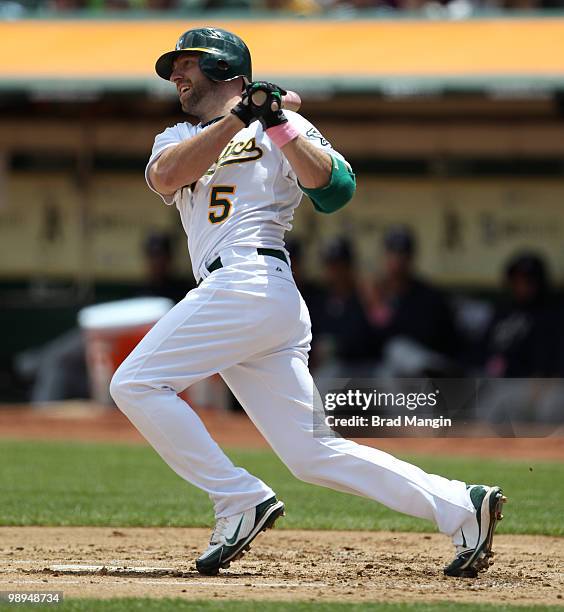 Kevin Kouzmanoff of the Oakland Athletics bats during the game between the Tampa Bay Rays and the Oakland Athletics on Sunday, May 9 at the Oakland...