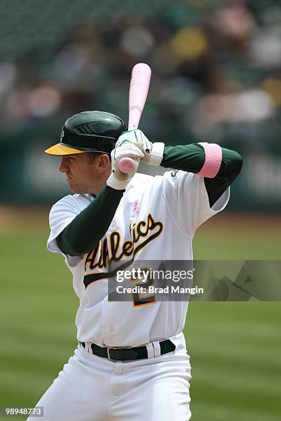 Cliff Pennington of the Oakland Athletics bats during the game between the Tampa Bay Rays and the Oakland Athletics on Sunday, May 9 at the Oakland...
