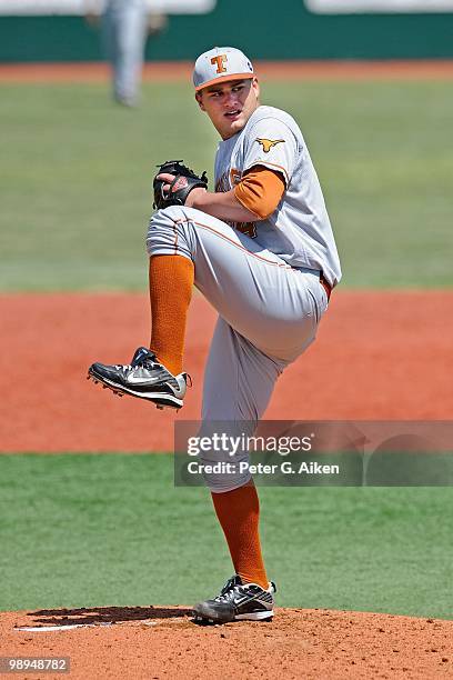 Starting pitcher Cole Green of the Texas Longhorns delivers a pitch during a game against the Kansas State Wildcats at Tointon Stadium on May 8, 2010...