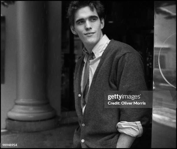Portrait of American actor Matt Dillon as he poses on 57th Street, New York,New York, mid 1980s.