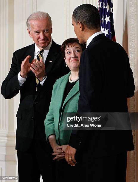 President Barack Obama is joined by Vice President Joe Biden while introducing Solicitor General Elena Kagan as his choice to be the nation's 112th...