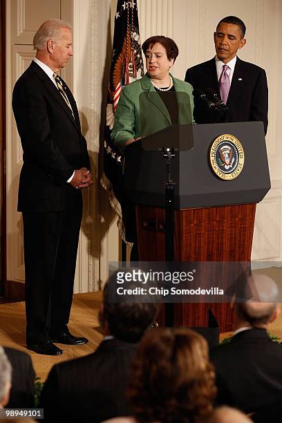 Solicitor General Elena Kagan makes remarks after President Barack Obama announced her as his choice to be the nation's 112th Supreme Court justice...
