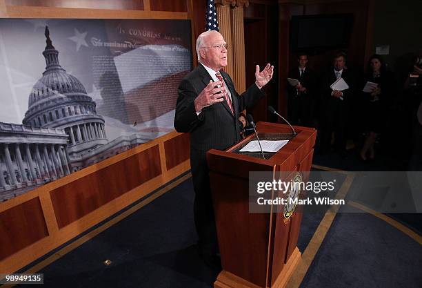 Judiciairy Committee Chairman Patrick Leahy speaks about the nomination Elena Kagan to be on the U.S. Supreme Court, on May 10, 2010 in Washington,...