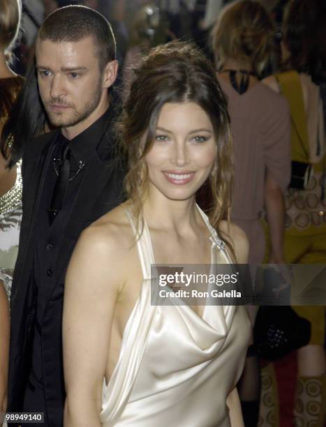 Justin Timberlake and Jessica Biel attend the Costume Institute Gala Benefit to celebrate the opening of the "American Woman: Fashioning a National...