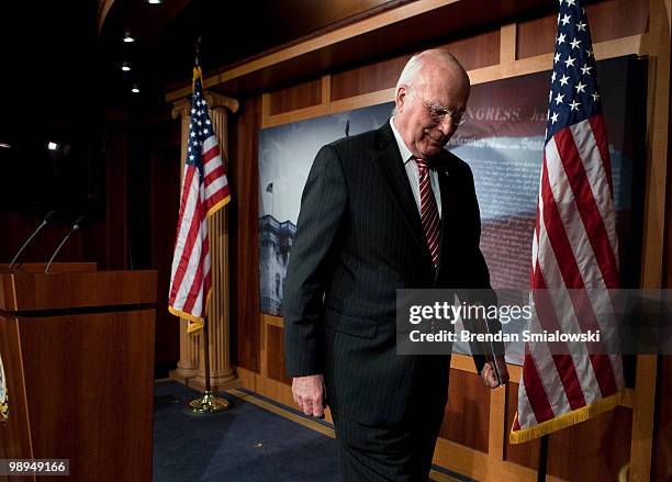 Head of the Senate Judiciary Committee, U.S. Sen. Patrick Leahy leaves after a press conference on Capitol Hill May 10, 2010 in Washington, DC. Leahy...