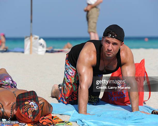 Television personalities Paul "Pauly D" DelVecchio and Mike "The Situation" Sorrentino are seen on May 9, 2010 in Miami Beach, Florida.