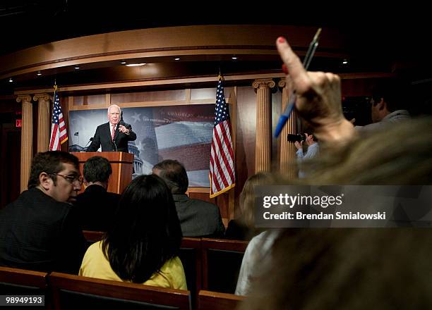 Head of the Senate Judiciary Committee, U.S. Sen. Patrick Leahy takes questions during a press conference on Capitol Hill May 10, 2010 in Washington,...