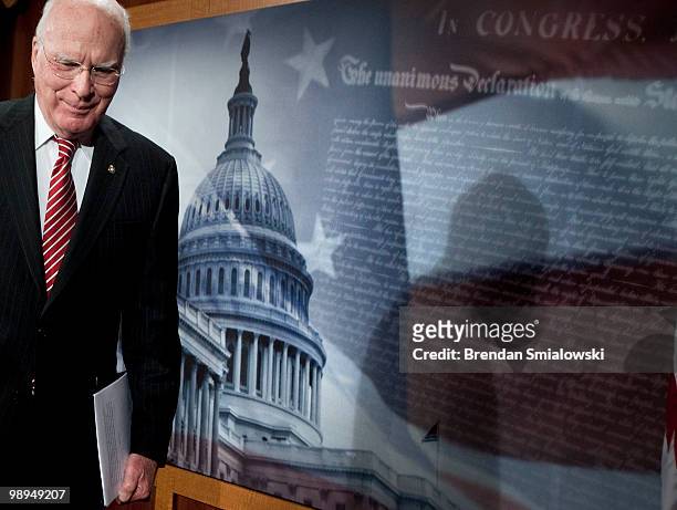 Head of the Senate Judiciary Committee, U.S. Sen. Patrick Leahy leaves after a press conference on Capitol Hill May 10, 2010 in Washington, DC. Leahy...