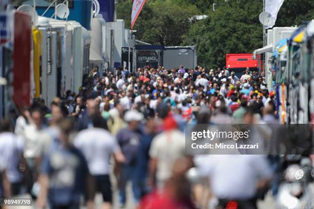 The fans walking in paddock during the second day of test at Circuito de Jerez on May 1, 2010 in Jerez de la Frontera, Spain.