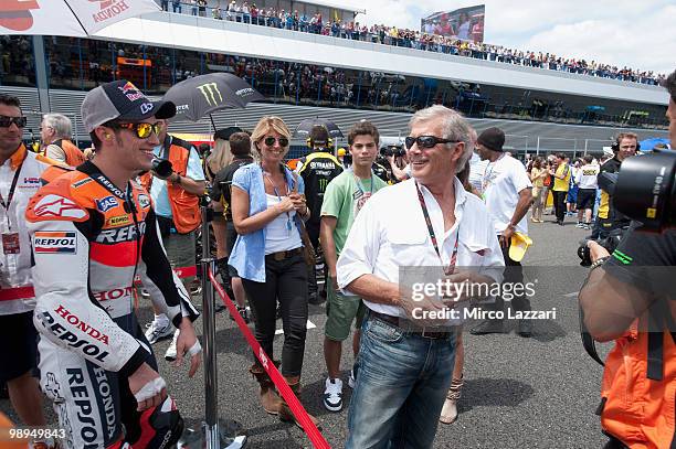 Andrea Dovizioso of Italy and Repsol Honda Team prepares on the grid before the MotoGP race at Circuito de Jerez on May 2, 2010 in Jerez de la...