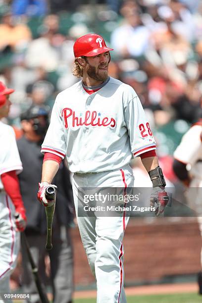 Jayson Werth of the Philadelphia Phillies standing on the field during the game against the San Francisco Giants at AT&T Park on April 28, 2010 in...