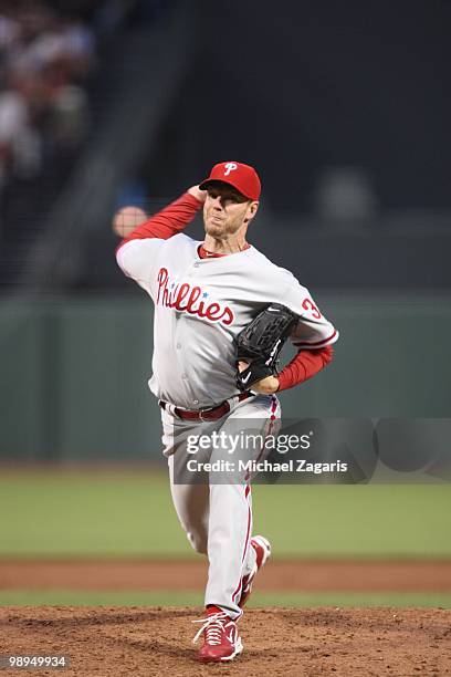 Roy Halladay of the Philadelphia Phillies pitching during the game against the San Francisco Giants at AT&T Park on April 26, 2010 in San Francisco,...