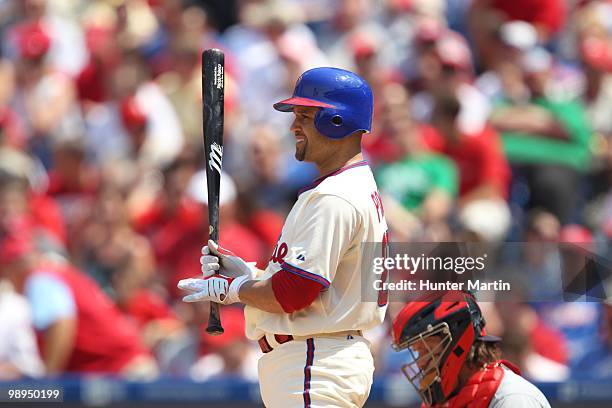 Third baseman Placido Polanco of the Philadelphia Phillies stands at the plate during a game against the St. Louis Cardinals at Citizens Bank Park on...