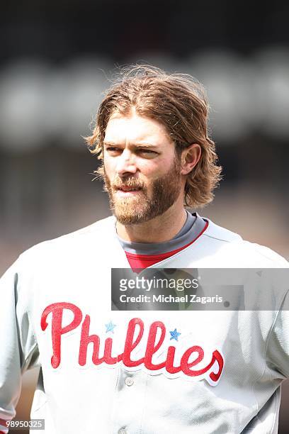 Jayson Werth of the Philadelphia Phillies standing on the field during the game against the San Francisco Giants at AT&T Park on April 28, 2010 in...