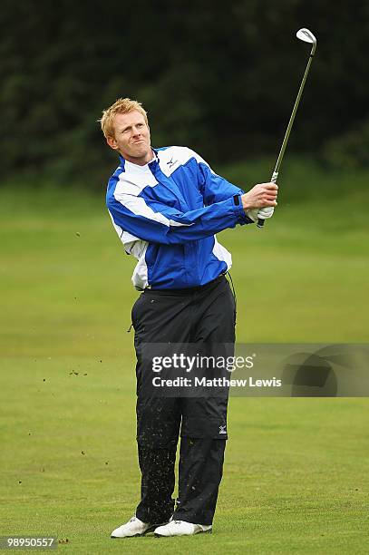 Craig Goodfellow of Carlisle Driving Range plays a shot from the 18th fairway during the Glenmuir PGA Professional Championship Regional Qualifier at...