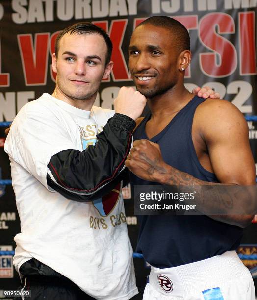 Kevin Mitchell and Jermain Defoe of Tottenham Hotspur pose for a photograph during the West Ham ABA Finalists photocall at Peacock ABC on May 10,...