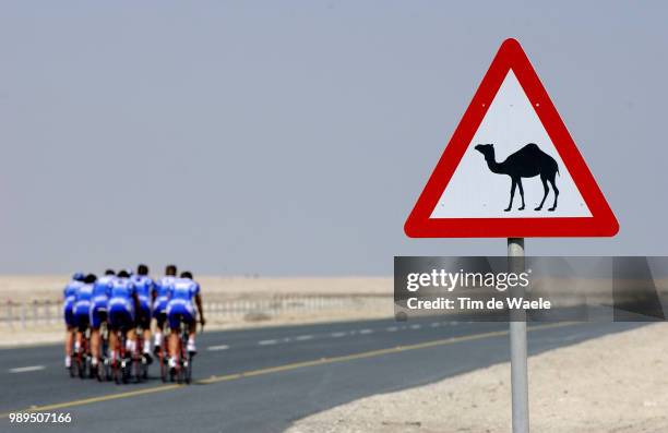 Tour Of Qatar 2005Illustration Illustratie, Landscape Paysage Landschap, Dessert Woestijn Camels Chameau Kameeltraining Entrainement Team Quick-Step...