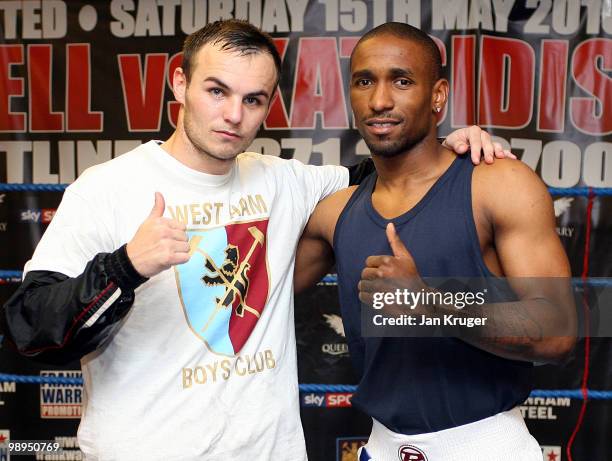 Kevin Mitchell and Jermain Defoe of Tottenham Hotspur pose for a photograph during the West Ham ABA Finalists photocall at Peacock ABC on May 10,...