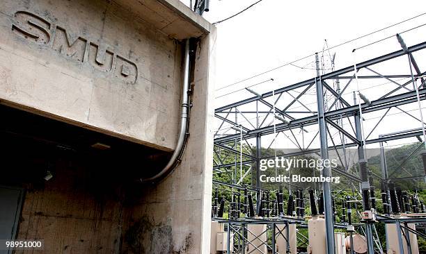 Switchyard, or substation, stands outside the Sacramento Municipal Utility District White Rock 240 megawatt hydroelectric power generating plant in...