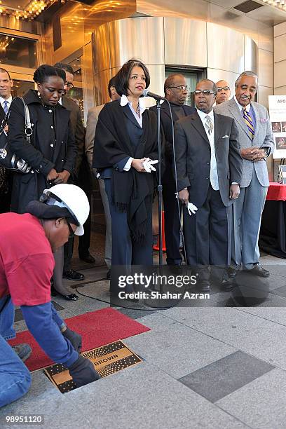 Jonelle Procope, Apollo Theater President & CEO attends the Apollo Legends Walk of Fame unveiling at The Apollo Theater on May 10, 2010 in New York...