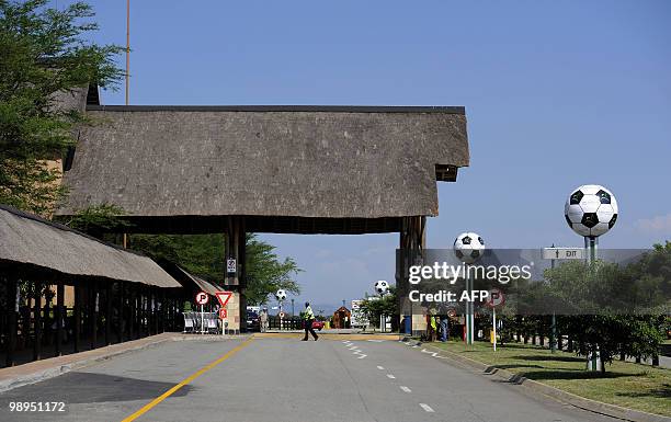 This picture taken on May 7, 2010 shows the main entrance of the Kruger Mpumalanga International airport in Nelspruit. Nelspruit is one of the 10...