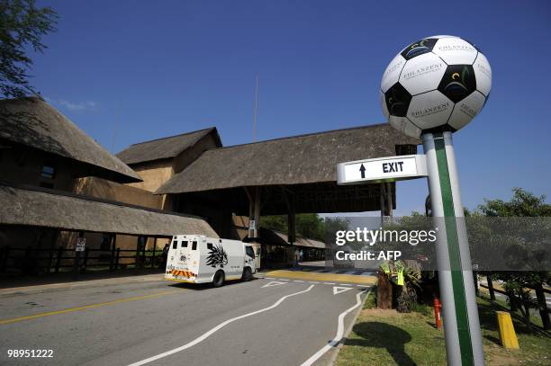 This picture taken on May 7, 2010 shows the main entrance of the Kruger Mpumalanga International airport in Nelspruit. Nelspruit is one of the 10...