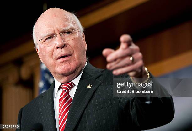Senator Patrick Leahy, a Democrat from Vermont and chairman of the Senate Judiciary Committee, speaks during a news conference in Washington, D.C.,...