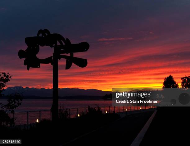 elliott bay sunset - elliott bay bildbanksfoton och bilder