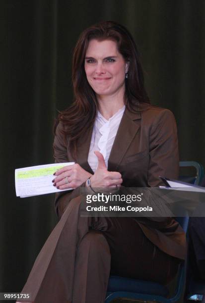Actress Brooke Shields celebrates the MOTHERS act, legislation on postpartum depression, which was included in the federal health insurance reform...