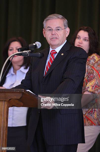 Sen. Robert Menendez speaks at the celebration of the MOTHERS act, legislation on postpartum depression, which was included in the federal health...