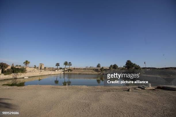 Picture issued on 24 December 2017, shows a view of the sacred lake at the Karnak Temple, in Luxor, Upper Egypt, 08 December 2017. Photo: Gehad...