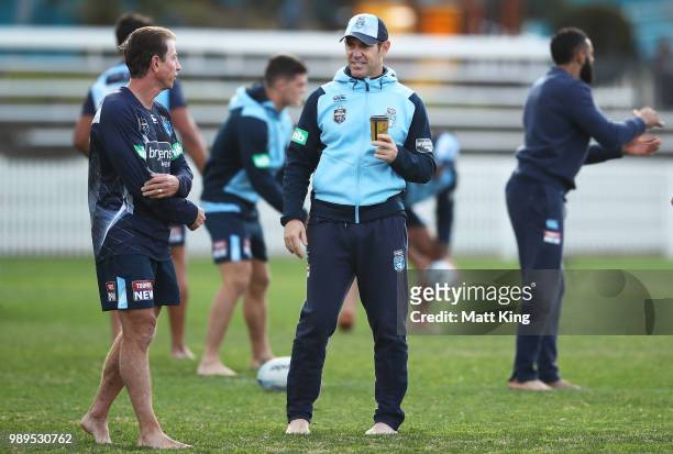 Blues coach Brad Fittler looks on during a New South Wales Blues State of Origin Recovery Session at Coogee Oval on July 2, 2018 in Sydney, Australia.