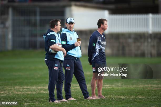 Blues coach Brad Fittler looks on during a New South Wales Blues State of Origin Recovery Session at Coogee Oval on July 2, 2018 in Sydney, Australia.