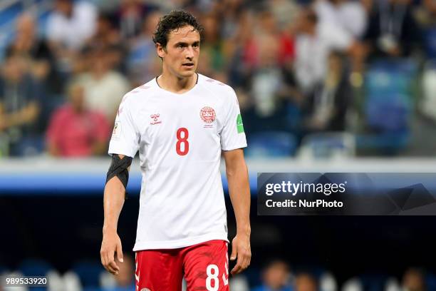 Thomas Delaney of Denmark during the 2018 FIFA World Cup Round of 16 match between Croatia and Denmark at Nizhny Novgorod Stadium in Nizhny Novgorod,...