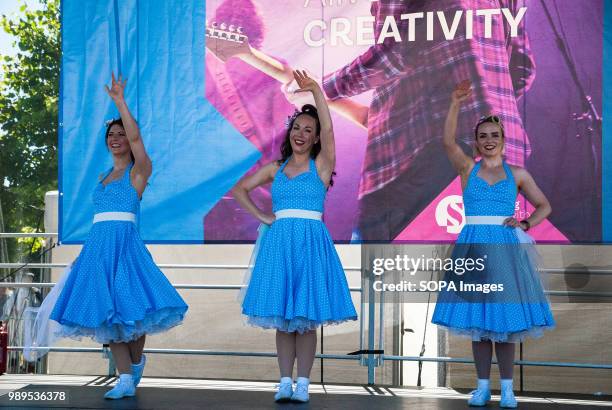 The 1950's style group "The Kennedy Cup Cakes" dancing on stage during an intermission at the event. Stirling shows its support of the UK Armed...