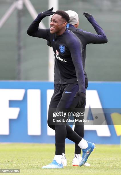 Danny Welbeck of England reacts during the England training session at the Stadium Spartak Zelenogorsk on July 2, 2018 in Saint Petersburg, Russia.