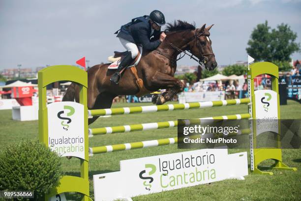 The rider Javier Perez during his participation in the jumping contest Santander in Santander, Spain, on 1st July 2018.