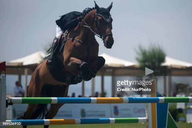 The rider Ruben Gomez during his participation in the jumping contest Santander in Santander, Spain, on 1st July 2018.