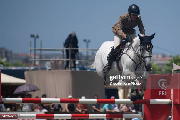 The rider Luis Fernandez during his participation in the Santander Jumps contest in Santander, Spain, on 1st July 2018.