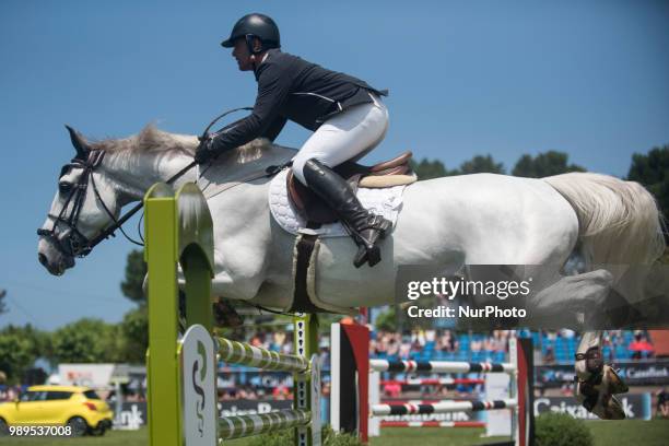 The rider Primitivo Nieves during his participation in the jumping contest Santander in Santander, Spain, on 1st July 2018.