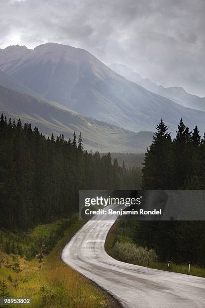 road in national park in the rockies - benjamin rondel stock pictures, royalty-free photos & images