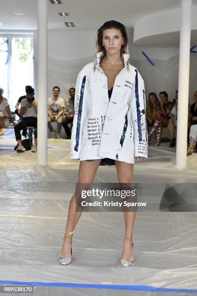 Model walks the runway during the Andi KP Haute Couture Fall Winter 2018/2019 show as part of Paris Fashion Week on July 1, 2018 in Paris, France.