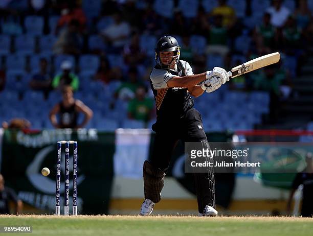 Ross Taylor of New Zealand scores runs during the ICC World Twenty20 Super Eight match between England and New Zealand played at the beausejour...